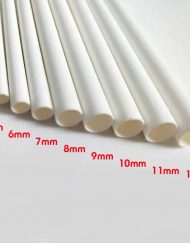 White Solid Paper Eco Straws - Smoothie Wider 8mm/200mm - 350 straws pack