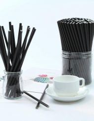 Black Solid Paper Eco Straws - Normal length 200mm/6mm - 250 straws pack