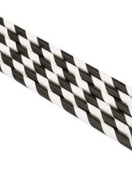 Black Stripe Paper Eco Straws - Normal length 200mm/6mm - 250 straws pack