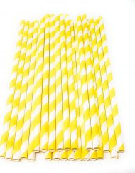 Yellow Stripe Paper Eco Straws - Normal length 200mm/6mm - 250 straws pack
